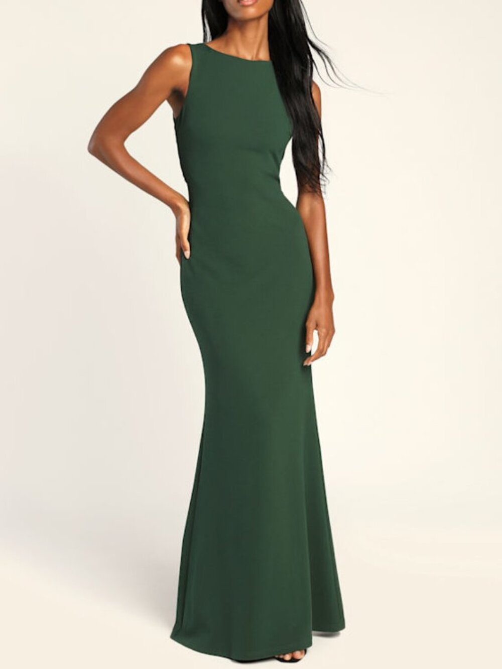 Lulus Love In Your Eyes Hunter Green Knotted Mermaid Maxi Dress - Size XS